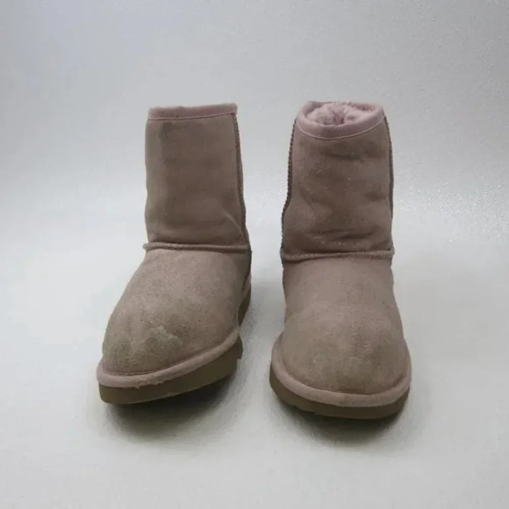 Ugg Classic II Metallic Shimmer Silver Booties Boots Kids 4